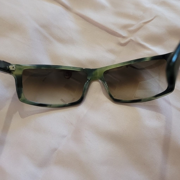 Vtg 90's Calvin Klein Collection Unisex 7706 Olive Horn Sunglasses 💚🌴 - Picture 6 of 9